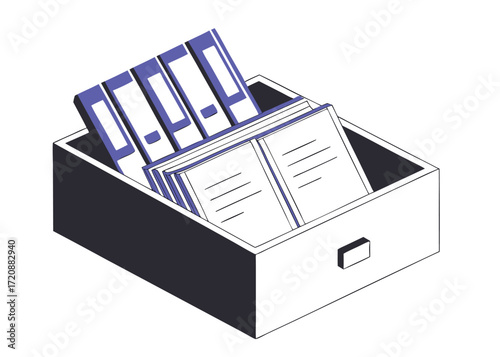 Drawer filled with file folders and documents filing cabinet