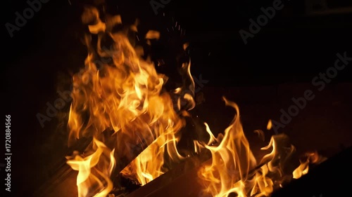 fire in the fireplace