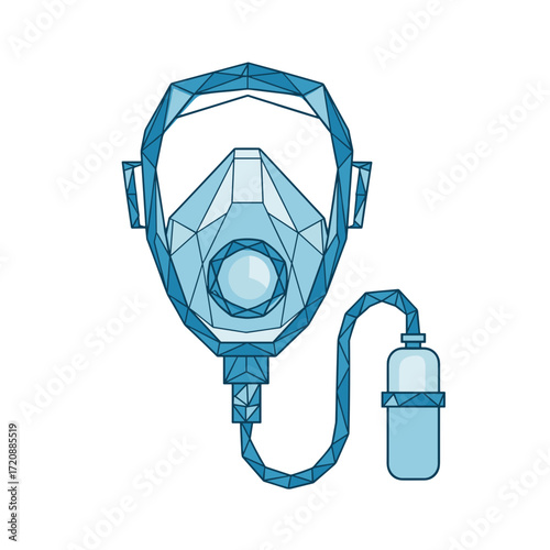 Oxygen Mask Illustration: A detailed illustration of an oxygen mask showcases its intricate design and functionality, perfect for medical or safety-related concepts.