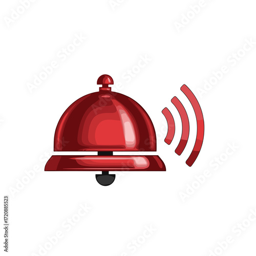 Red Bell Icon: A striking red bell, symbolizing a call to action, signals attention, and announces information, is set against a clean backdrop, conveying a sense of urgency and importance. 