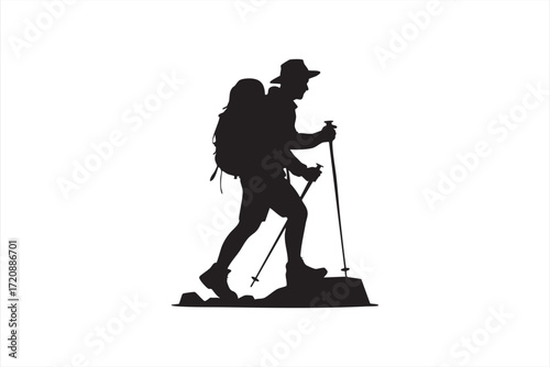Adventure and nature hiking illustration for outdoor sport and exploration use