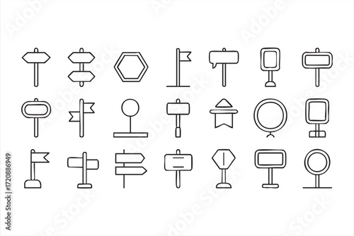Navigation and street guide outline graphics for city and transport design