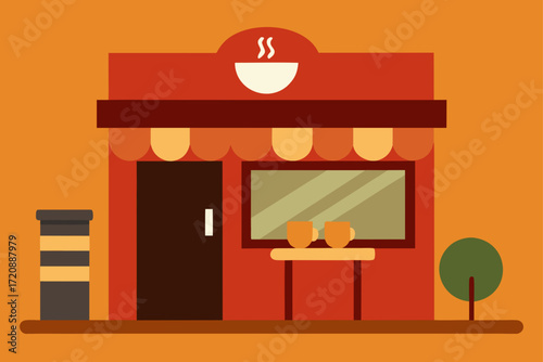 vector illustration of a fireplace with a cup of coffee
