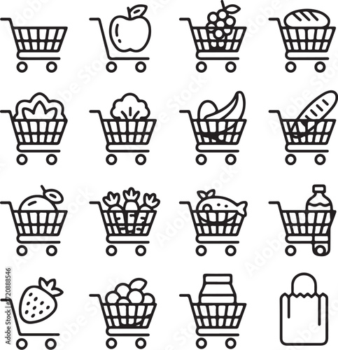 Twenty Four Line Art Healthy Food Icons with Transparent Background vector