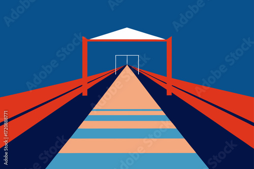 red bridge and blue sky