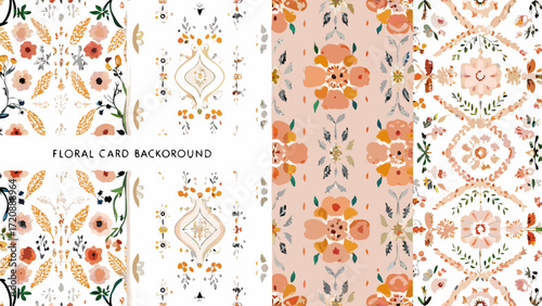 Elegant floral pattern collection for sophisticated design projects, evoking vintage charm and timeless beauty, ideal for cards, invitations and fabric prints
