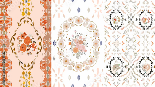 Elegant floral pattern design perfect for backgrounds, fabrics, and wallpapers, bringing a touch of nature and vintage charm to any creative project