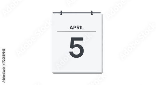 Minimalist April 5th Calendar Page Depicting Important Date for Reminders and Scheduling Visual Representation