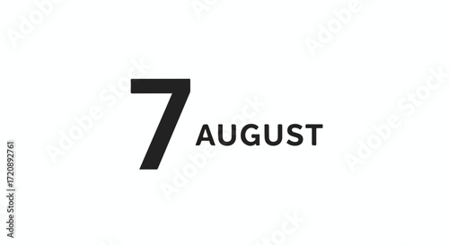 Simple graphic displaying the date of August 7th in a clean black and white design against a plain background