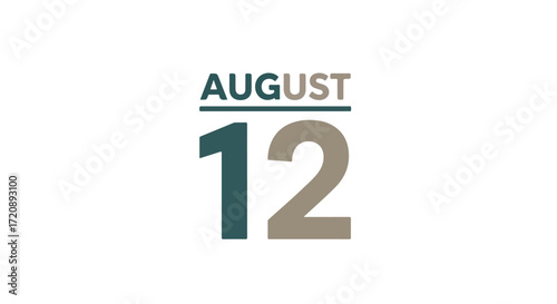 Elegant typography representation of August 12th highlighting date with a clean design and muted earth tone palette, modern date display
