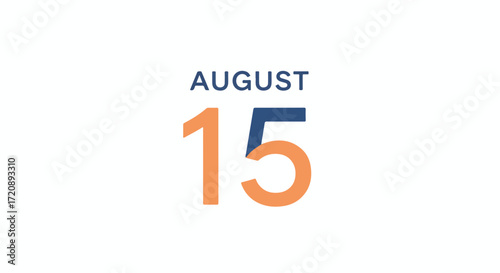August 15th date, a stylish graphic representation for calendar, events, or promotional material related to mid-august celebration