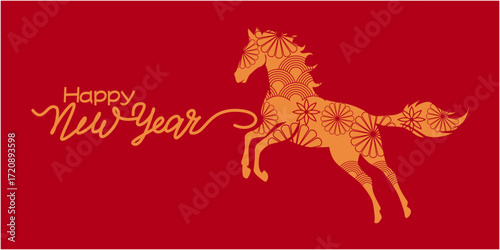 Wallpaper Mural Chinese new year decoration illustration. 2026 new year illustration decoration with Asian traditional pattern. Vector illustration.  Torontodigital.ca