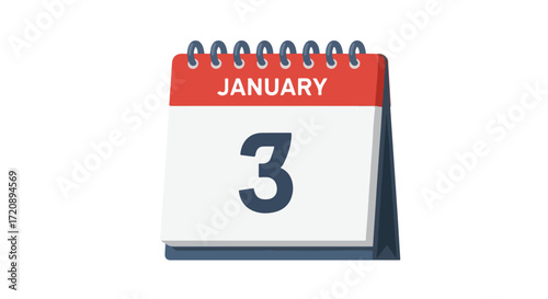 January Third Isolated Date Graphic Depicting the Year's Early Progression and Timely Scheduling, Illustrating a Concise and Organized Calendar View