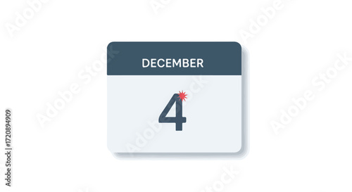 Stylized December 4th Calendar Illustration Symbolizing Winter Dates and Anniversaries Using a Festive Star