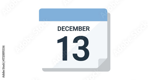 Illustrative december thirteenth calendar reminder, showcasing important date recognition and scheduling with simple style and blue pastel tones