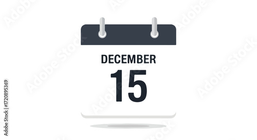 Illustrative depiction of a December 15th calendar date, perfect for reminder visuals and scheduling concepts