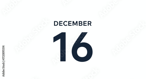 December 16th minimal design concept: a clear visual representation of the date, ideal for reminders or event announcements with dark blue color