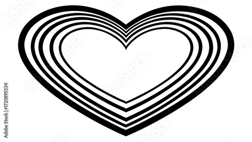Vector art of concentric heart shapes creating a layered or nested effect, symbolizing depth of love, layers of emotion, or a continuous heart