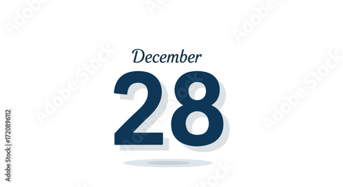 Stylized illustration of December 28th date for reminders and special event promotions centered on the year's end