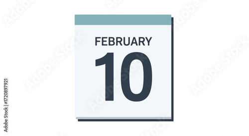 Calendar page illustration featuring February 10th, useful for reminders, events and scheduling for presentations and online content about holiday