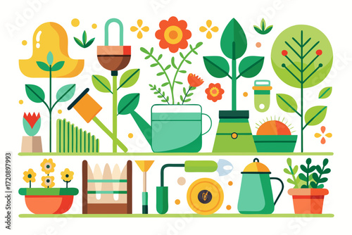 set of gardening tools