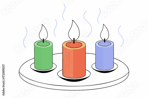 illustration of a green and red candles
