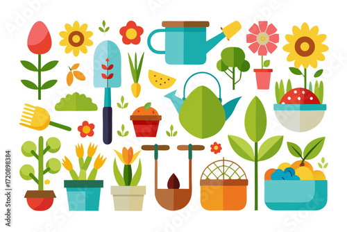set of gardening icons