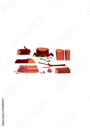 Wood logs and tree stump set.ai