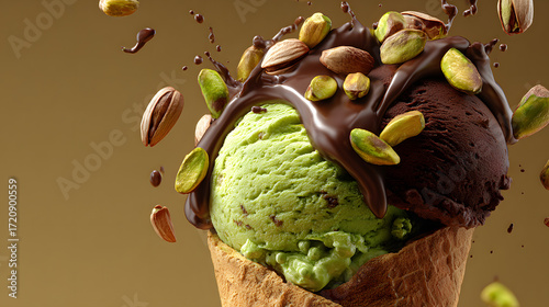 pistachio and chocolate ice cream	
