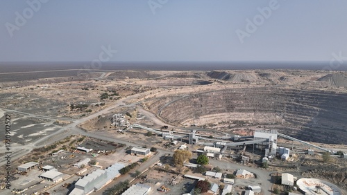 Letlhakane Diamond mine open pit in central Botswana, Africa