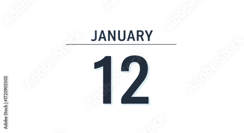 Simple and Clean January 12th Date Illustration, Ideal for Calendars, Planners and Scheduling Content