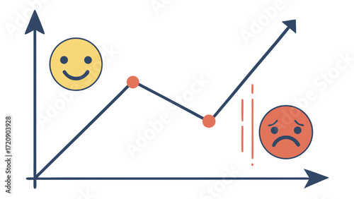 Emotional Rollercoaster Depicted by a Smiling Face and a Frowning Face Graph