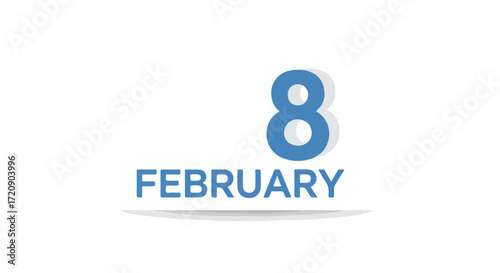Stylized depiction of the eighth day of february reminder vector illustration for calendar event announcement banner background