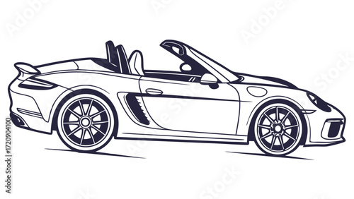 Sleek Convertible Sports Car Outline Depicting Speed and Luxury in Monochrome