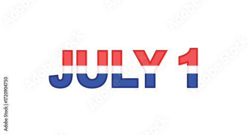 Illustrative 'July 1st' Design with Patriotic Red White and Blue Color Palette Celebration 64 chars