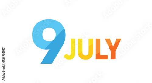 Stylized graphic illustration commemorating the ninth day of July with vibrant pastel colors and a clean simplistic design making it look modern and