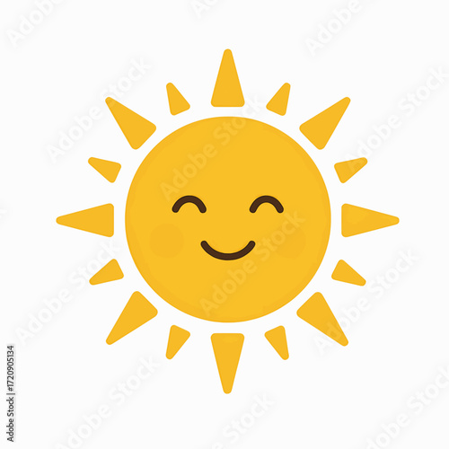 A flat vector illustration of a glowing sun with a smiling face, symbolizing mental positivity and hope, on a white background