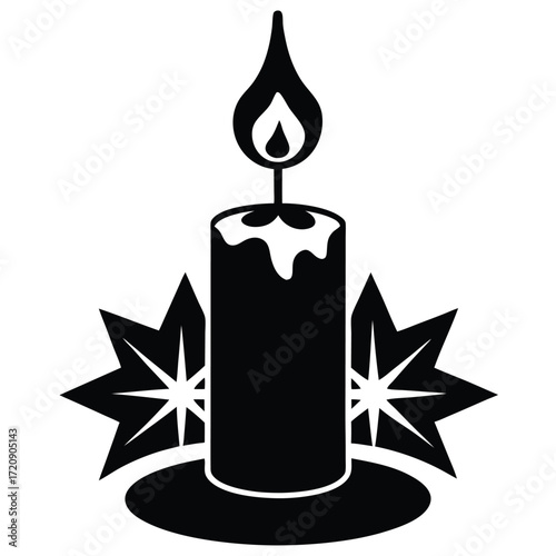 advent week candle silhouette vector illustration