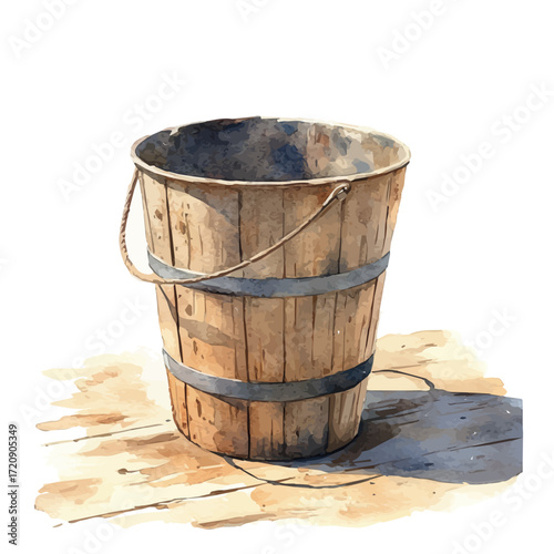 watercolor of Mud Bucket, vector, isolated on a white background.