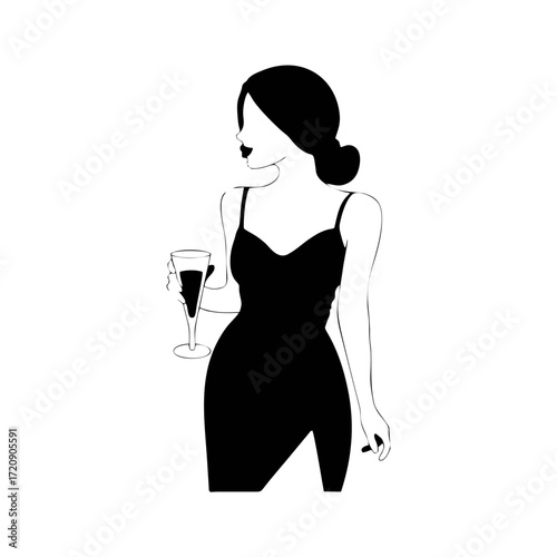 silhouette of a woman drinking wine