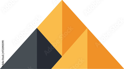Fototapeta Naklejka Na Ścianę i Meble -  Pyramidshaped geometric triangles in yellow and black. Suitable for techrelated designs, abstract concepts, modern graphic layouts, and architectural themes.