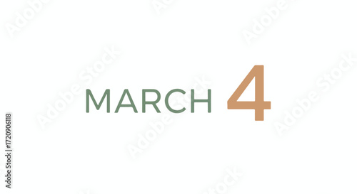 March Fourth Illustration: A Date Marked in Minimalist Design with Soft Hues and Clean Typography for Calendar Notifications