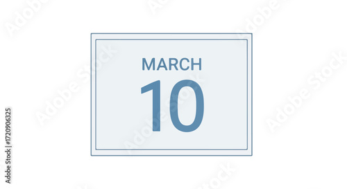 Simple stylized calendar page illustrating the tenth day of March with clean modern design and soft blue hues