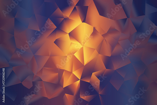 Abstract background of orange and blue low poly geometric shapes