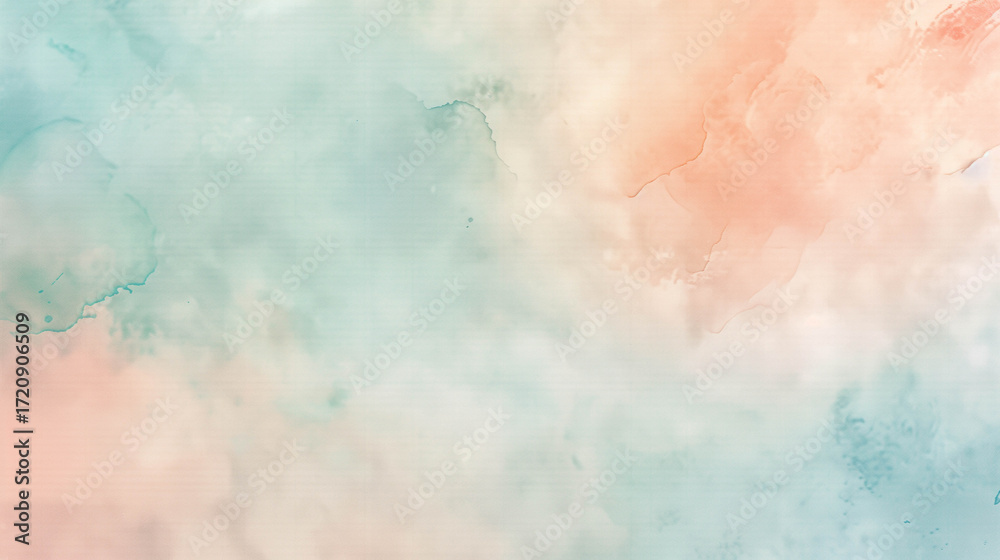 Fototapeta premium Soft abstract watercolor background blending teal and peach tones with artistic texture