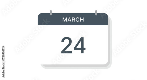 Stylized depiction of a March calendar page displaying the date 24th in bold format against a clean background