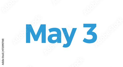 Simple Graphic Displaying May Third in Blue Font on a White Background for Calendars or Schedules
