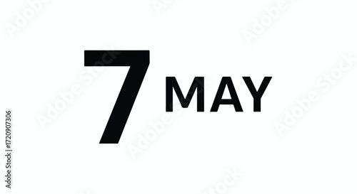Minimalist Representation of May 7th, Important Date Reminder for Schedules and Events, Symbolic Calendar Indication