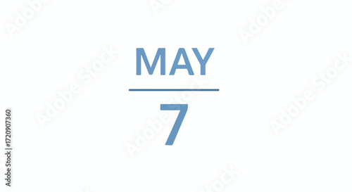Visual representation showcasing the date May 7th with simple design and clear date communication offering a clean calendar day marker