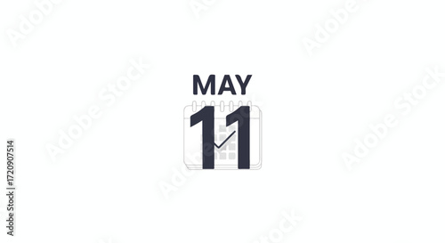 Stylized graphical rendering of May 11th date marker for planning and schedules with minimalist art presentation